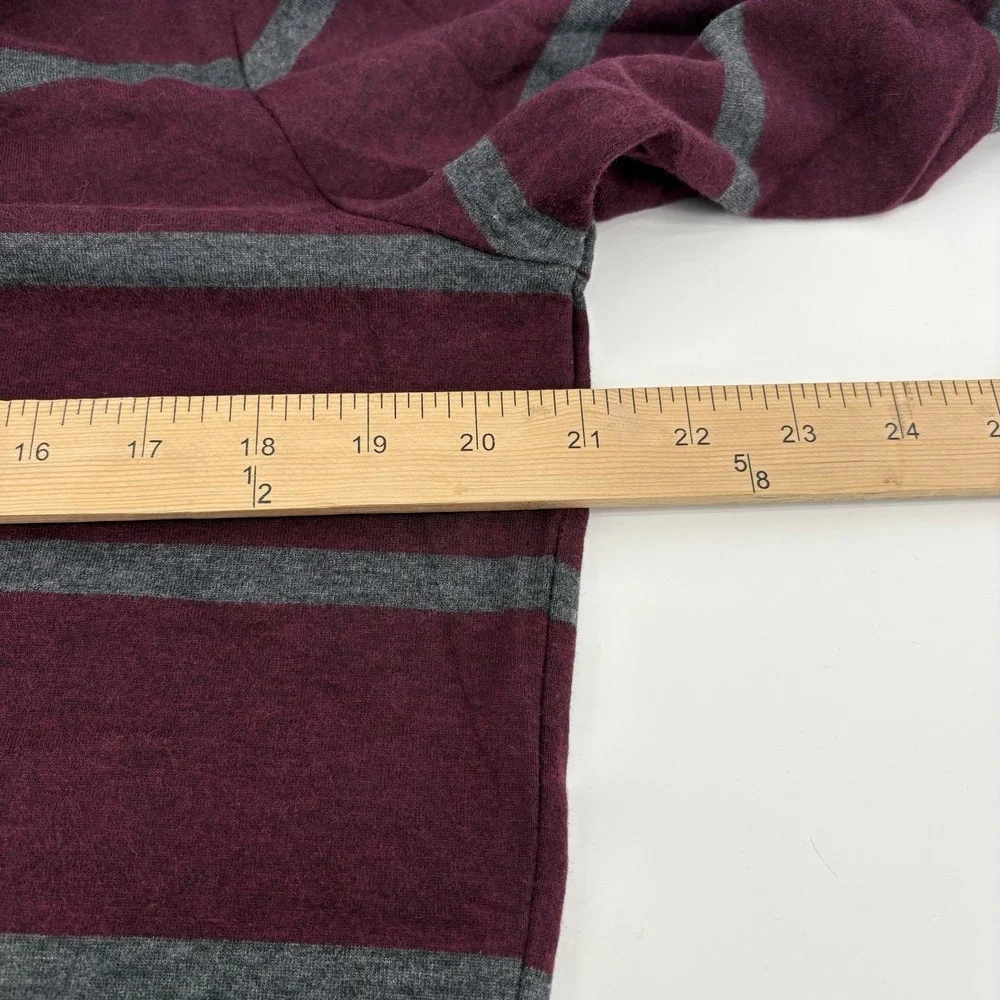 Polo Ralph Lauren Mens 1/4 Zip Sweater Long Sleeve Maroon Red Gray Striped SZ Sm
